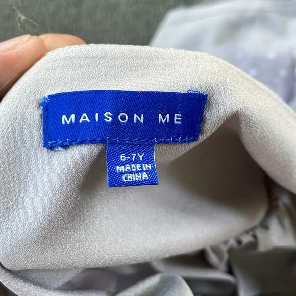 Maisonette Maison Me Polka Dot Gray Anja Tulle Dress “Dusty Blue” - Picture 8 of 12